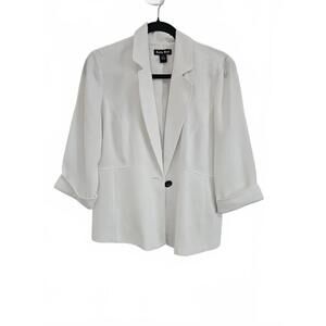 Dana Kay Size 8 White Lined Single Button Suit Jacket Blazer Women
